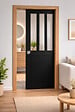 GD MENUISERIES - Porte Coulissante Atelier Noir H204 x L83 cm, Galandage, kit finition - vignette