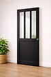 GD MENUISERIES - Porte Coulissante Atelier Noir H204 x L93 cm, coquilles, tire doigt - vignette
