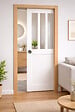GD MENUISERIES - Porte Coulissante Atelier Blanc H204 x L83 cm, Galandage, kit finition (coquille et tire doigt) - vignette