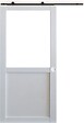 GD MENUISERIES - Porte Coulissante Atelier blanc H204 x L93 cm sans meneau, Rail Roulettes, Coquilles blanc - vignette