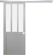 GD MENUISERIES - Porte Coulissante Atelier Blanc vitre depoli H204 x L83 cm, Rail Alu, Coquilles blanc - vignette