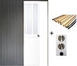 GD MENUISERIES - Porte Coulissante Atelier Blanc vitre depoli H204 x L73 cm, Galandage, kit finition (coquille et tire doigt) - vignette