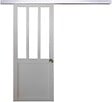 GD MENUISERIES - Porte Coulissante Atelier Blanc H204 x L73 cm, Rail Alu, Coquilles - vignette
