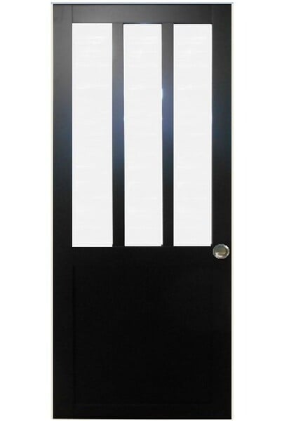GD MENUISERIES - Porte Coulissante Atelier Noir vitre depoli H204 x L93 cm, Coquilles - large