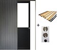 GD MENUISERIES - Porte Coulissante Atelier Noir H204 x L83 cm sans meneau, Galandage, kit finition (coquille et tire doigt) - vignette