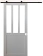 GD MENUISERIES - Porte Coulissante Atelier Blanc H204 X L83 cm, Rail Roulettes, Coquilles Blanc - vignette