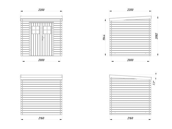 WHITE WOOD - Abri de jardin en bois  massif Zoé 2 - Blanc - L.220xP.220xH.208cm - large