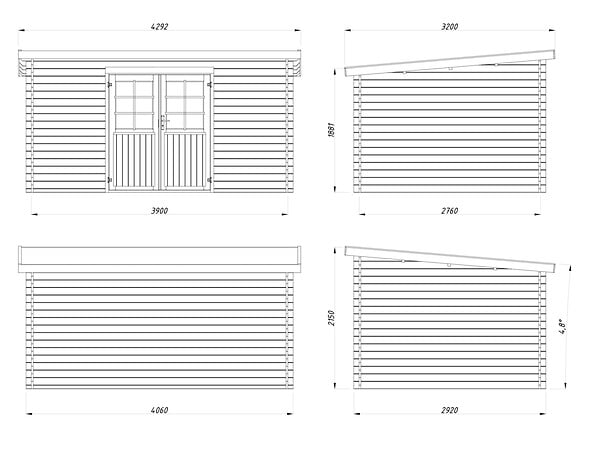 WHITE WOOD - Abri de jardin en bois Lola 2 ép.28mm - 13,7m² - L.430xH.215xP.320cm - large