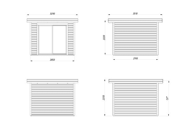 WHITE WOOD - Studio de jardin en bois Lydia - L.329xP.351xH.237cm - large