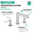 HANSGROHE - Mélangeur de lavabo 3 trous 110, bonde Push-Open Finoris chromé - vignette