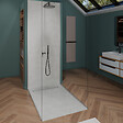 U-TILE - Receveur à carreler U-Tile mono pente et grille caniveau inox excentrée - vignette