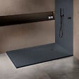 U-TILE - Receveur résine 160 x 90 cm gris granit effet granit - grille carrée excentrée - vignette