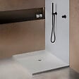 U-TILE - Receveur résine 100 x 100 cm blanc effet granit - grille carrée centrée - vignette