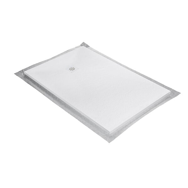U-TILE - Receveur résine 150 x 100 cm blanc effet granit - grille carrée excentrée - large