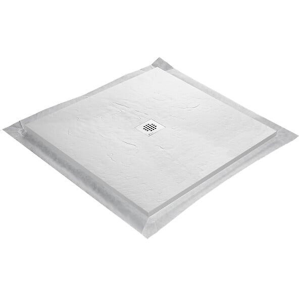 MARMOX - Receveur résine U-Tile blanc imitation ardoise - grille carrée centrée - large