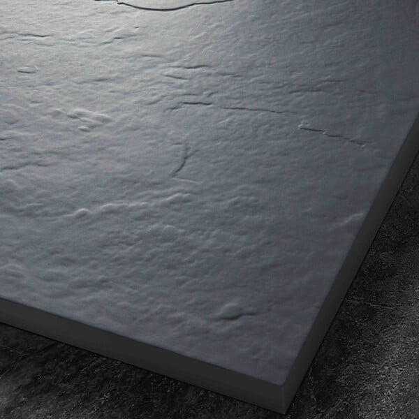 U-TILE - Receveur résine 70 x 70 cm gris ardoise effet ardoise - grille carrée centrée - large