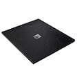 U-TILE - Receveur pierre naturelle graphite noir 90 x 90 cm - grille carrée centrée - vignette