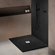 U-TILE - Receveur pierre naturelle graphite noir 90 x 90 cm - grille carrée centrée - vignette