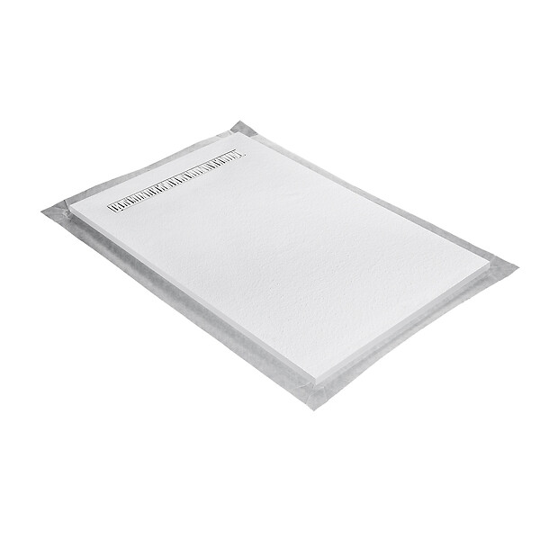U-TILE - Receveur résine 150 x 100 cm blanc effet granit - grille caniveau excentrée - large