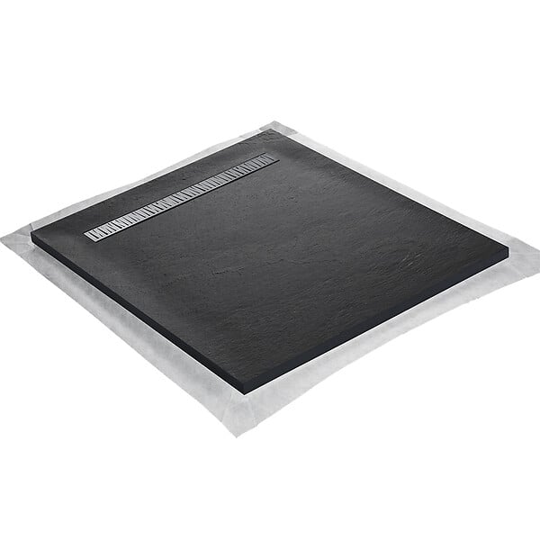 U-TILE - Receveur pierre naturelle rocher de mer 100 x 100 cm - grille caniveau acier excentrée - large