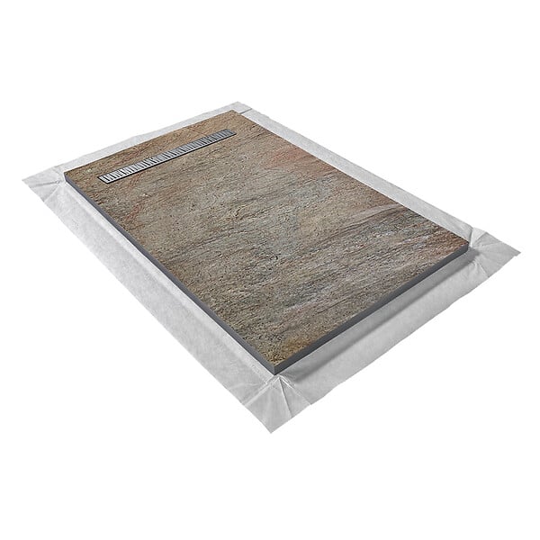 U-TILE - Receveur pierre naturelle cuivre 180 x 90 cm - grille caniveau acier excentrée - large