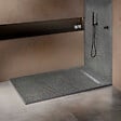 U-TILE - Receveur pierre naturelle ardoise claire 200 x 100 cm - grille caniveau acier excentrée - vignette