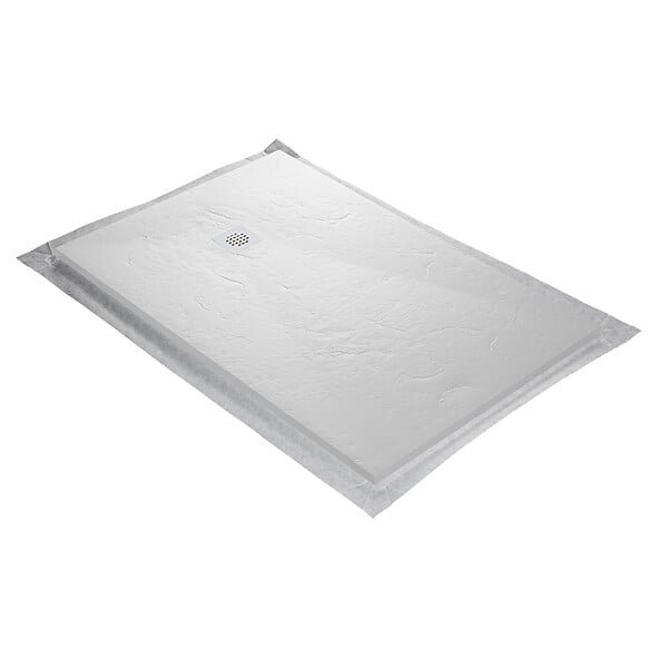 MARMOX - Receveur résine U-Tile blanc imitation ardoise - grille carrée excentrée - large