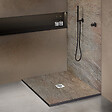 U-TILE - Receveur pierre naturelle cuivre 70 x 70 cm - grille carrée centrée - vignette