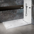 MARMOX - Receveur résine U-Tile imitation marbre blanc - grille caniveau excentrée - vignette