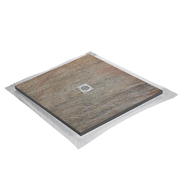 MARMOX - Receveur pierre naturelle cuivre U-Tile grille carrée centrée - large