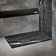 MARMOX - Receveur résine U-Tile imitation marbre noir - grille carrée excentrée - vignette