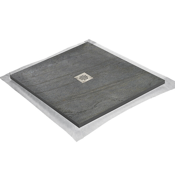 MARMOX - Receveur pierre naturelle ardoise claire U-Tile grille carrée centrée - large