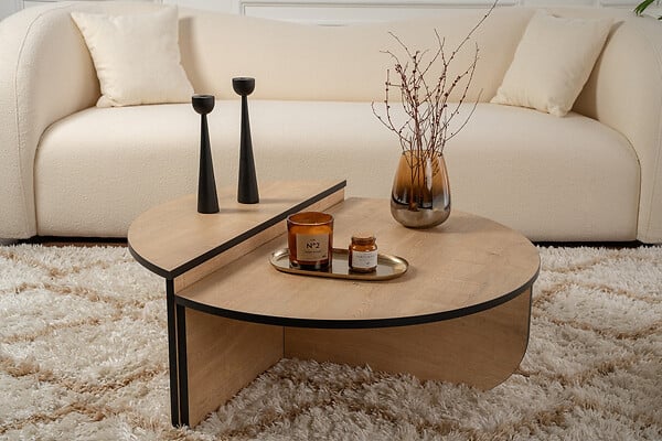 HABITAT ET JARDIN - Table basse en bois "Orion" 90 x 60 x 30 cm - Chêne à miel - large