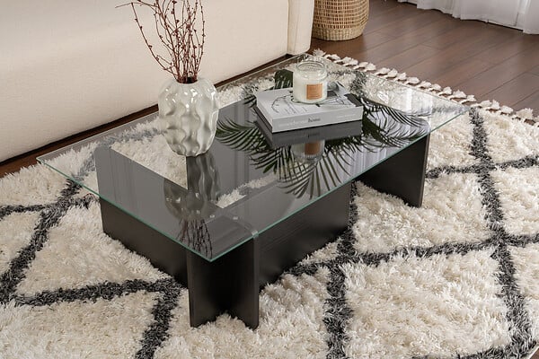 HABITAT ET JARDIN - Table basse en verre "Flavio" 105 x 65 x 30 cm - Bois Noir - large