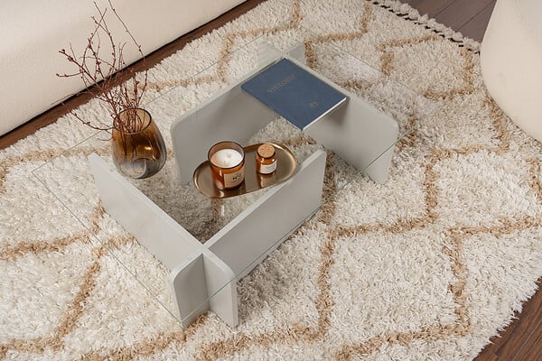 HABITAT ET JARDIN - Table basse en verre "Flavio" 105 x 65 x 30 cm - Gris - large
