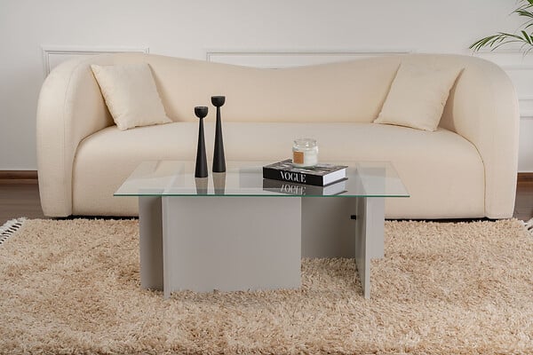 HABITAT ET JARDIN - Table basse en verre "Vetrino" 105 x 65 x 40 cm - Gris - large