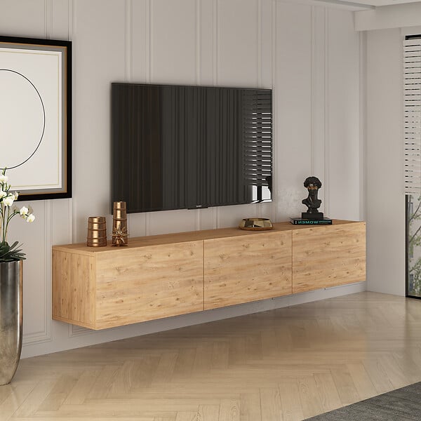 HABITAT ET JARDIN - Meuble TV en bois "West" 150 x 32 x 30 cm - Pin atlantique - large