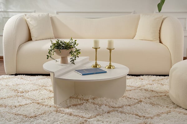 HABITAT ET JARDIN - Table basse en bois "Orion" 90 x 60 x 30 cm - Blanc de bois - large