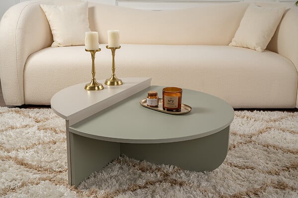 HABITAT ET JARDIN - Table basse en bois "Orion" 90 x 60 x 30 cm - Vert cendré - large
