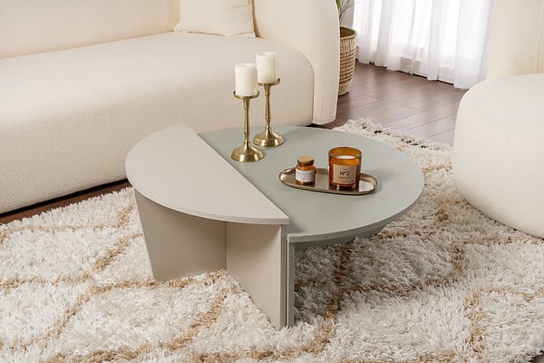 HABITAT ET JARDIN - Table basse en bois "Orion" 90 x 60 x 30 cm - Vert cendré - large