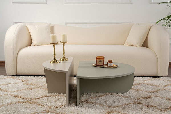 HABITAT ET JARDIN - Table basse en bois "Orion" 90 x 60 x 30 cm - Vert cendré - large