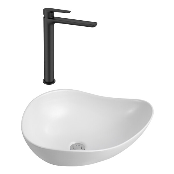 CERAMIA - PixL 51x38x19 cm vasque à poser + Swiss Aqua Technologies Mood mitigeur lavabo XL + Ceramia PixL bonde (CEPX505WMSAT285C) - large