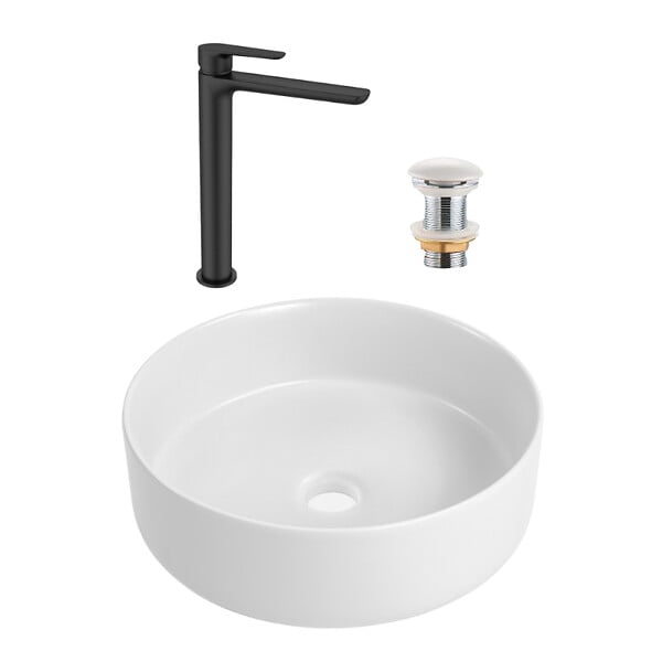 CERAMIA - PixL 36 x 12,5 cm vasque à poser + Swiss Aqua Technologies Mood mitigeur lavabo XL + Ceramia PixL bonde (CEPX36WMSAT285C) - large