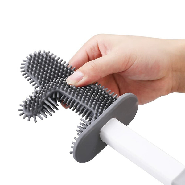 SWISS AQUA TECHNOLOGIES - Brosse WC légère adhésive, murale ou à poser, sans perçage, plastique, blanc mat (SATDSTETKA3M) - large