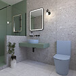 SWISS AQUA TECHNOLOGIES - Infinitio WC à poser complet en céramique avec abattant SoftClose, bleu mat (SATINF031VPSNDBLM) - vignette