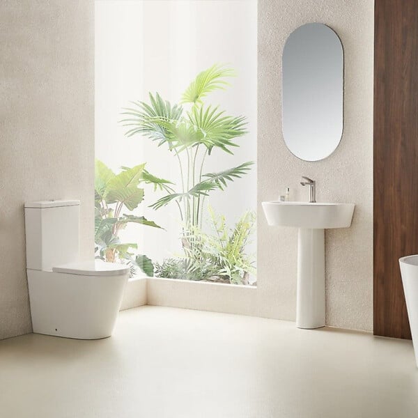 SWISS AQUA TECHNOLOGIES - Project Combi WC à poser sans bride en céramique avec abattant SoftClose, blanc (SATPRO31) - large