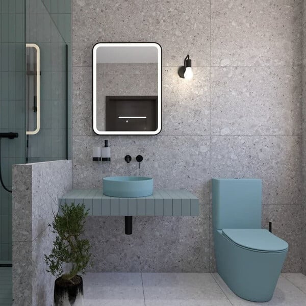 SWISS AQUA TECHNOLOGIES - Infinitio WC à poser complet en céramique avec abattant SoftClose, vert mat (SATINF031VPSNLGEM) - large