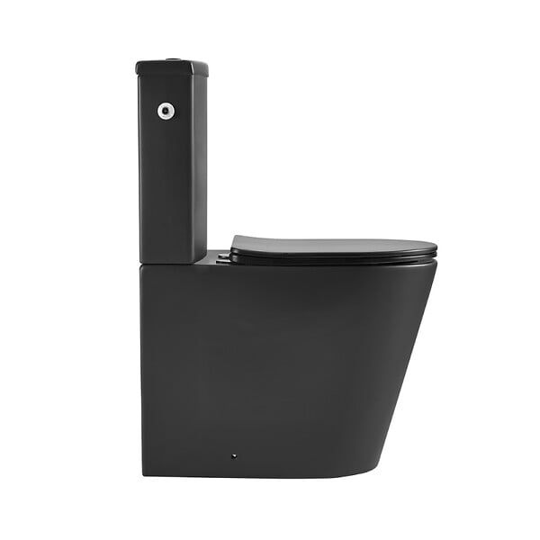 SWISS AQUA TECHNOLOGIES - Brevis WC à poser complet sans bride en céramique avec abattant SoftClose, rinçage Vortex, noir mat (SATBRE031RTORVPBKM) - large