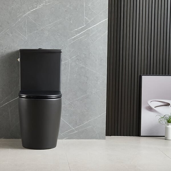 SWISS AQUA TECHNOLOGIES - Brevis WC à poser complet sans bride en céramique avec abattant SoftClose, rinçage Vortex, noir mat (SATBRE031RTORVPBKM) - large