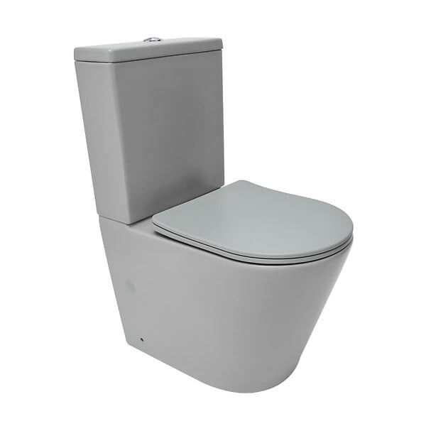 SWISS AQUA TECHNOLOGIES - Infinitio WC à poser complet en céramique avec abattant SoftClose, gris mat (SATINF031VPSNLGRM) - large